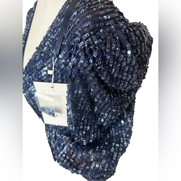 NWT MAC DUGGAL Puff sleeve sequin midi dress size 6 - Picture 9 of 13